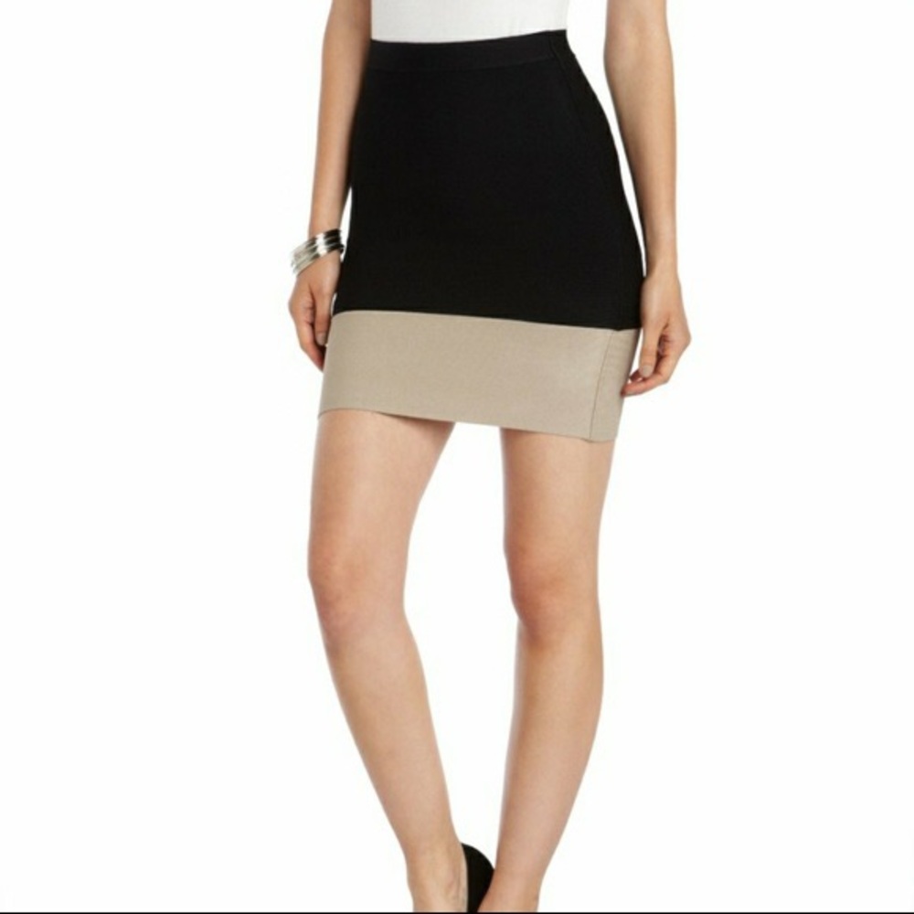 BcbgMaxAzria Bandage Black Tan Mini Skirt S